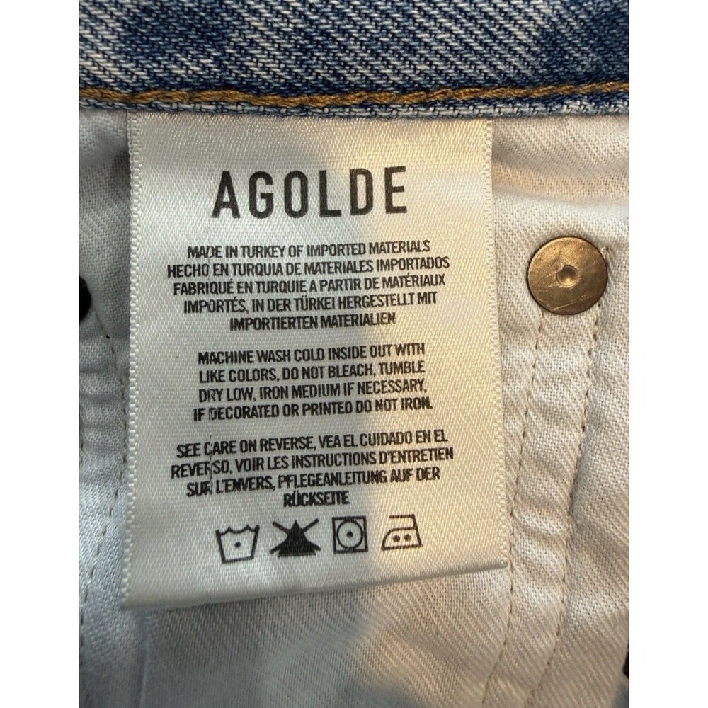 AGOLDE Riley High Rise straight Leg Button Fly Raw Hem Jeans Sz 24 - Picture 8 of 8